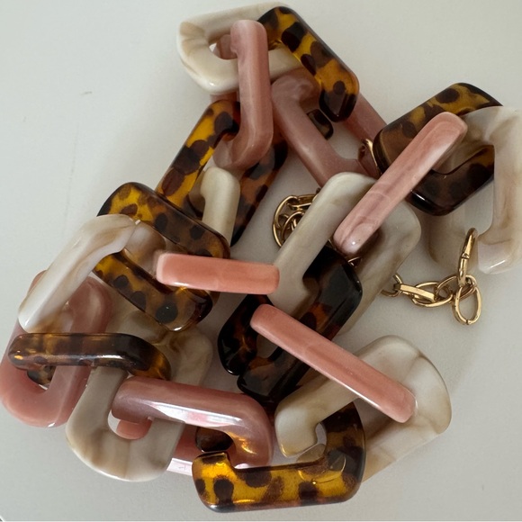 Isadora necklace chain link 🔗 pink brown white crystal look style chained gold - Picture 9 of 10